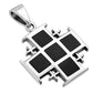 Black Onyx Jerusalem Cross Silver Pendant