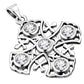 Jerusalem Cross Silver Pendant set w/ Clear CZ