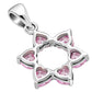 Heart Shape Pink CZ Star David Silver Pendant