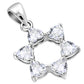 Heart Shape Clear CZ Star David Silver Pendant