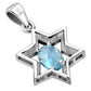 Blue Topaz Star David Silver Pendant