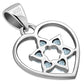 Blue Topaz CZ Heart Star of David Silver Pendant