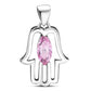 Hamsa Silver Pendant set w/ Pink CZ