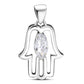 Clear CZ Hamsa Silver Pendant