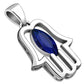 Hamsa Silver Pendant set w/ Blue Sapphire CZ