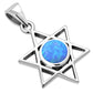 Synthetic Azure Blue Opal Star of David Silver Pendant