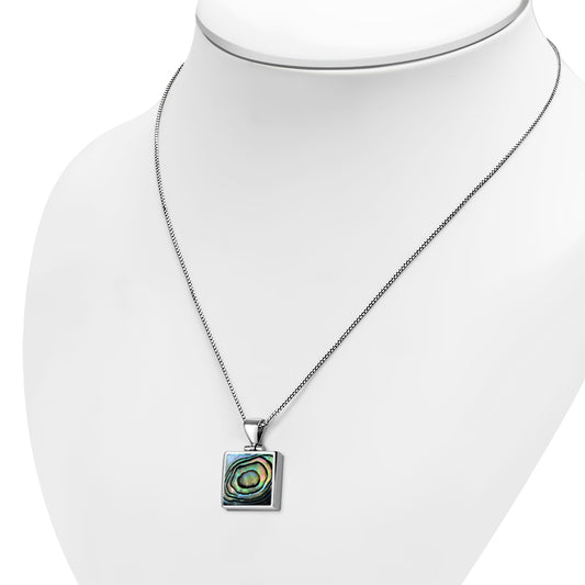 Abalone Shell Square Sterling Silver Pendant