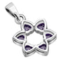 Amethyst CZ Heart Shape Star David Silver Pendant