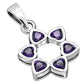 Amethyst CZ Heart Shape Star David Silver Pendant