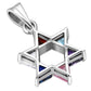 Mix Color CZ Medium Star David Pendant Sterling Silver