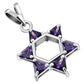 Large Star David Silver Pendant Amethyst CZ