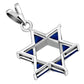 Blue Sapphire CZ Large Star David Silver Pendant