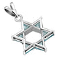 Blue Topaz CZ Large Star David Silver Pendant