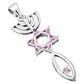 Pink CZ Messianic Seal of Jerusalem Silver Pendant