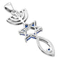 Blue Sapphire CZ Messianic Seal of Jerusalem Silver Pendant