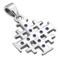 Small Amethyst CZ Jerusalem Cross Silver Pendant