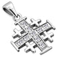 Small Clear CZ Jerusalem Cross Silver Pendant