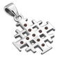 Jerusalem Cross Silver Pendant set w/ Garnet Stone