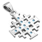 Blue Topaz CZ Jerusalem Cross Silver Pendant