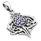 Small Thistle Silver Pendant set w/ Amethyst CZ