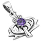 Tiny Silver Thistle Pendant set w/ Amethyst CZ