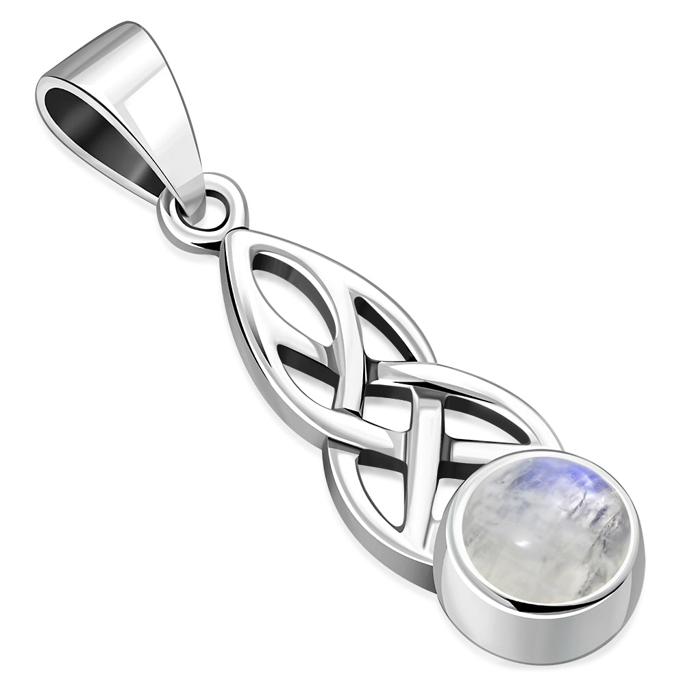 Celtic Silver Pendant set w/ Rainbow Moonstone