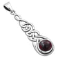 Long Celtic Silver Pendant set w/ Garnet