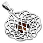 Round Celtic Knot Silver Pendant set w/ Amber