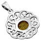 Baltic Amber Round Celtic Knot Silver Pendant