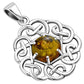 Baltic Amber Round Celtic Knot Silver Pendant