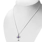 Celtic Trinity Knot Cross Silver Pendant set w/ Amethyst Stone