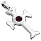 Garnet Stone Celtic Trinity Knot Cross Silver Pendant