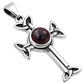 Garnet Stone Celtic Trinity Knot Cross Silver Pendant