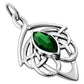 Large Celtic Silver Pendant set w/ Green CZ