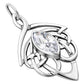 Large Celtic Silver Pendant set w/ Clear CZ