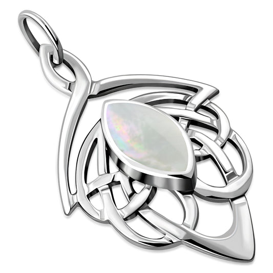 Large Celtic Silver Pendant w/ Mother of Pearl