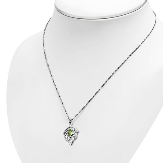 Large Celtic Silver Pendant set w/ Peridot CZ