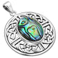 Round Celtic Knot Silver Pendant w/ Abalone Shell