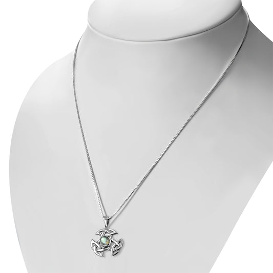 Celtic Silver Trinity Knot Pendant set w/ Labradorite