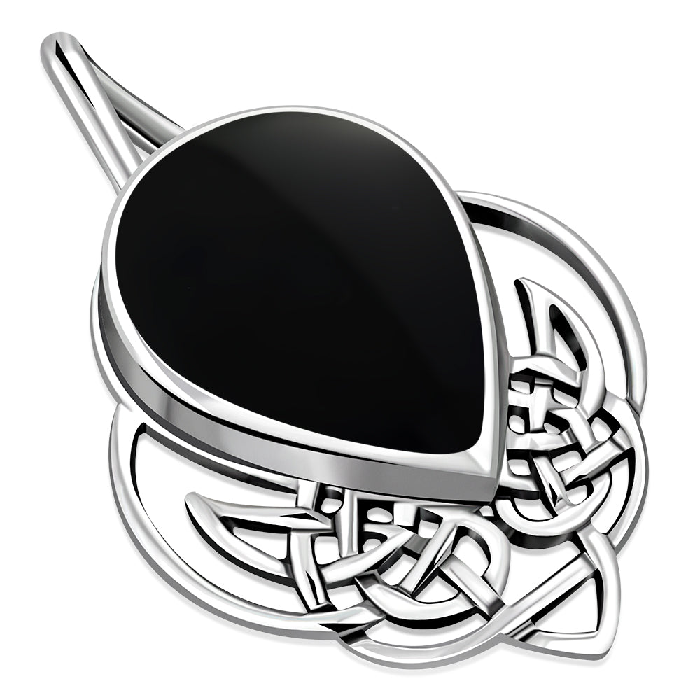 Celtic Knot Black Onyx Silver Pendant