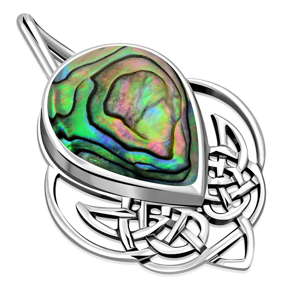 Celtic Knot Abalone Shell Silver Pendant