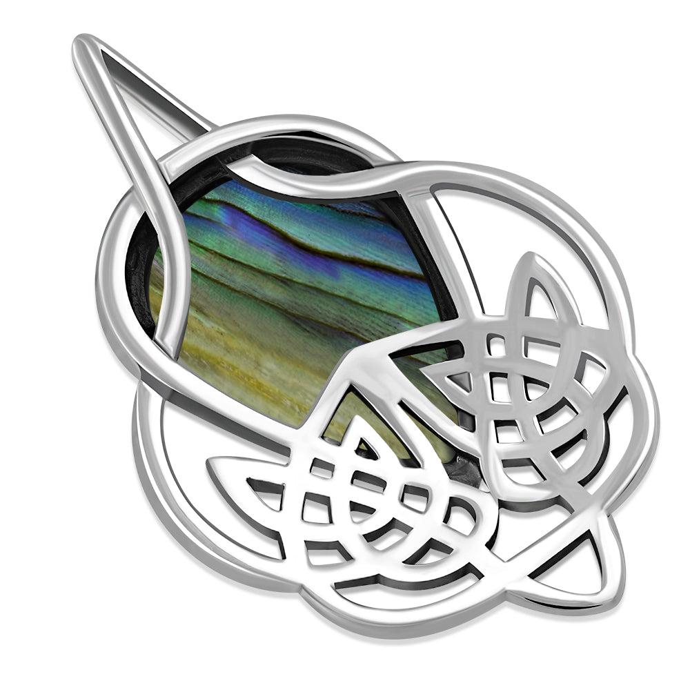 Celtic Knot Abalone Shell Silver Pendant