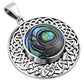 Round Celtic Abalone Shell Silver Pendant
