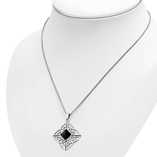 Black Onyx Celtic Sterling Silver Pendant