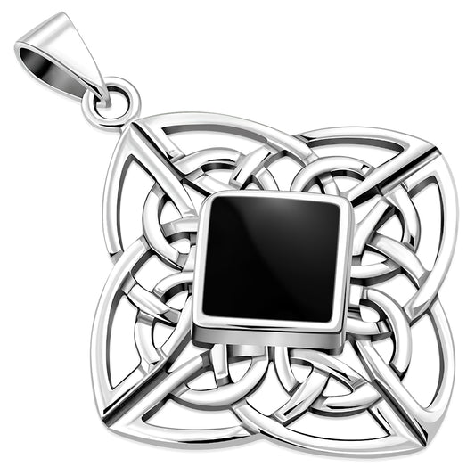 Black Onyx Celtic Sterling Silver Pendant