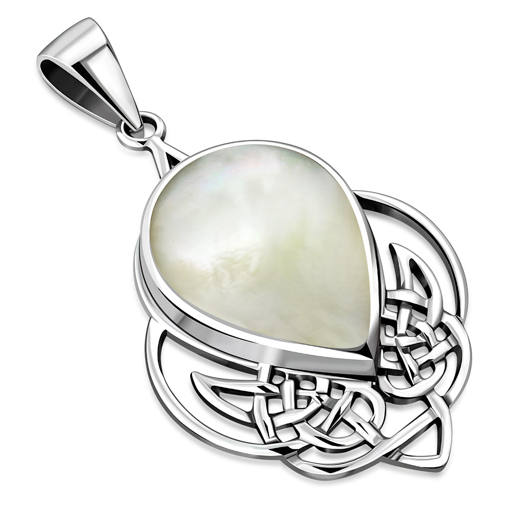 Large Mother of Pearl Celtic Silver Pendant
