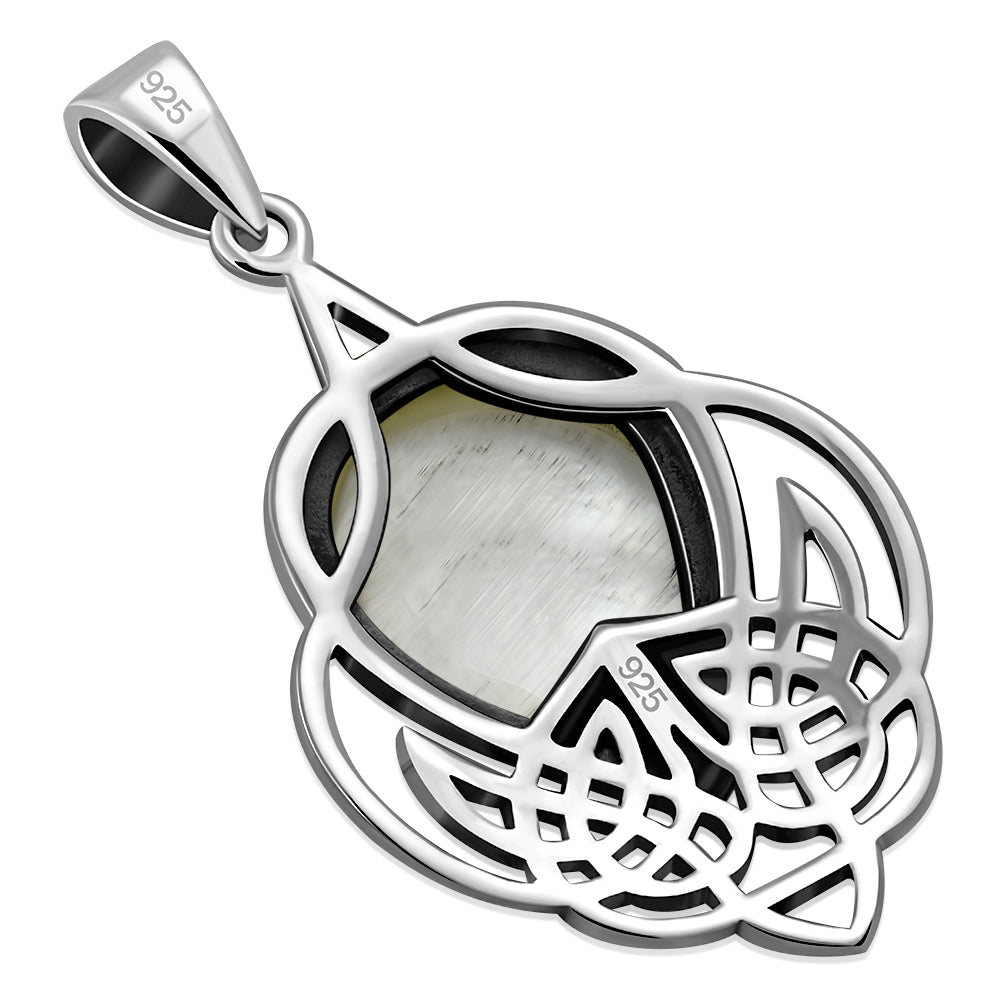 Large Mother of Pearl Celtic Silver Pendant