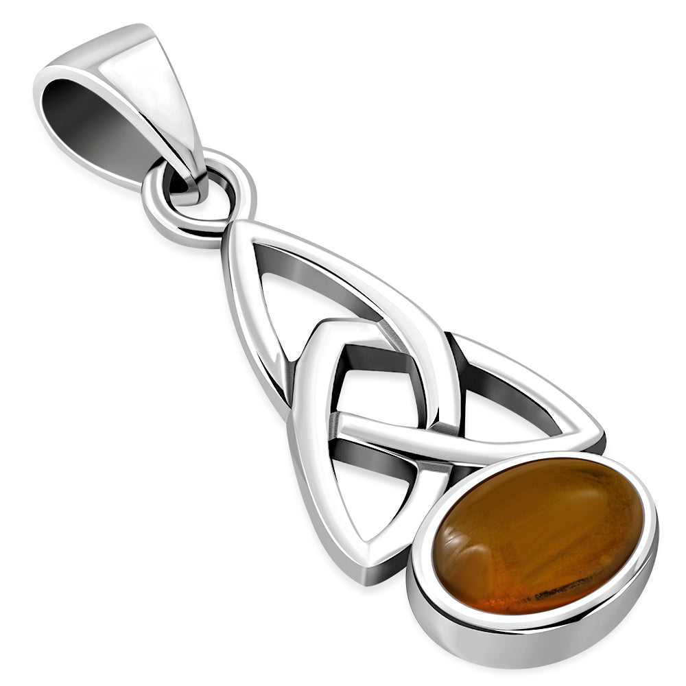 Baltic Amber Trinity Knot Silver Pendant