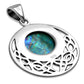 Round Celtic Knot Abalone Shell Silver Pendant