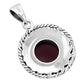 Round Garnet Stone Celtic Knot Silver Pendant
